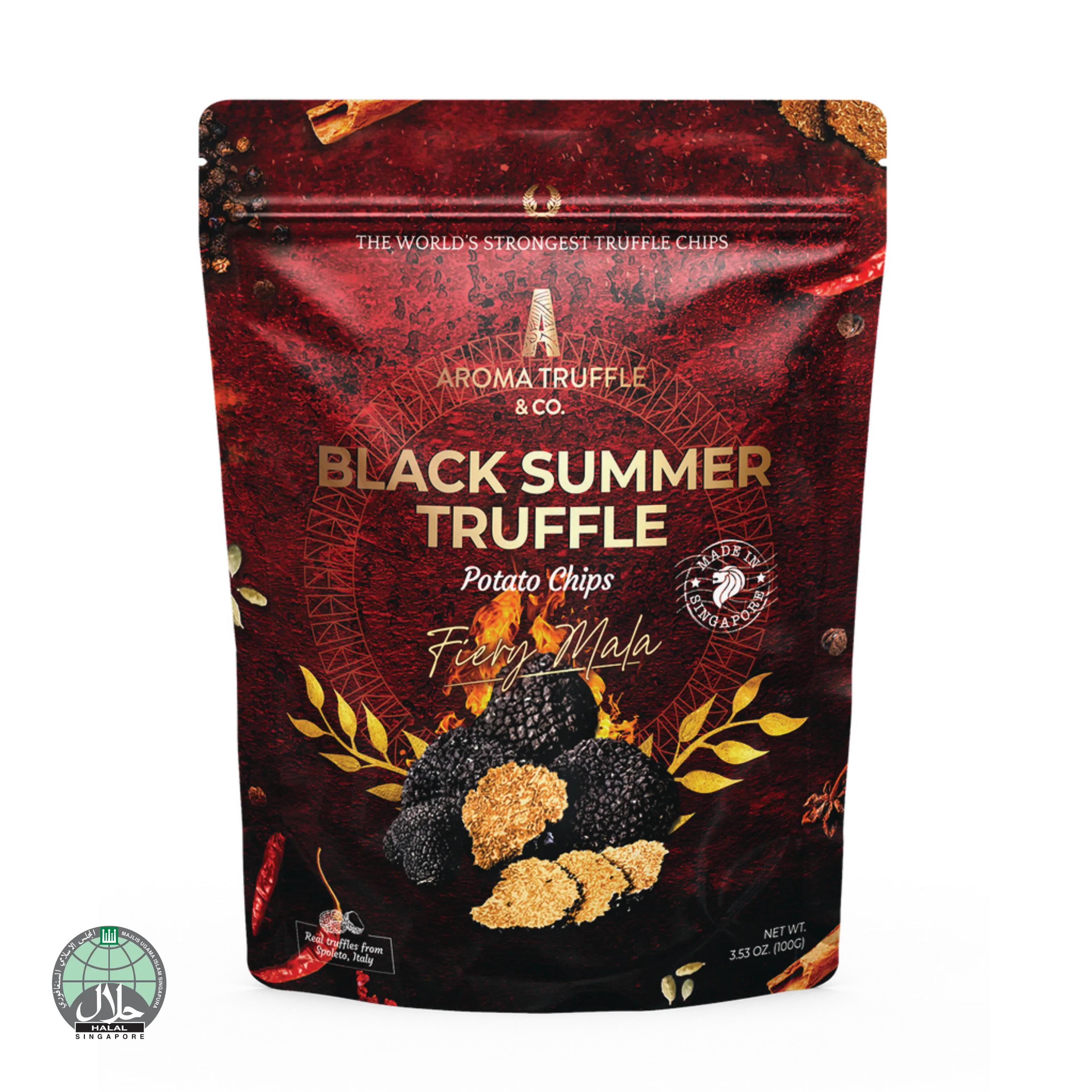 Black Summer Truffle Chips - Fiery Mala (100g) - Aroma Truffle