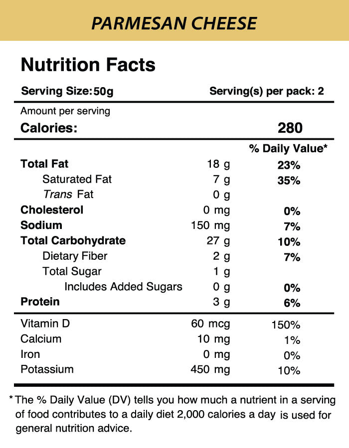 Nutrition Facts of Black Summer Truffle Chips - Parmesan Cheese (100g)
