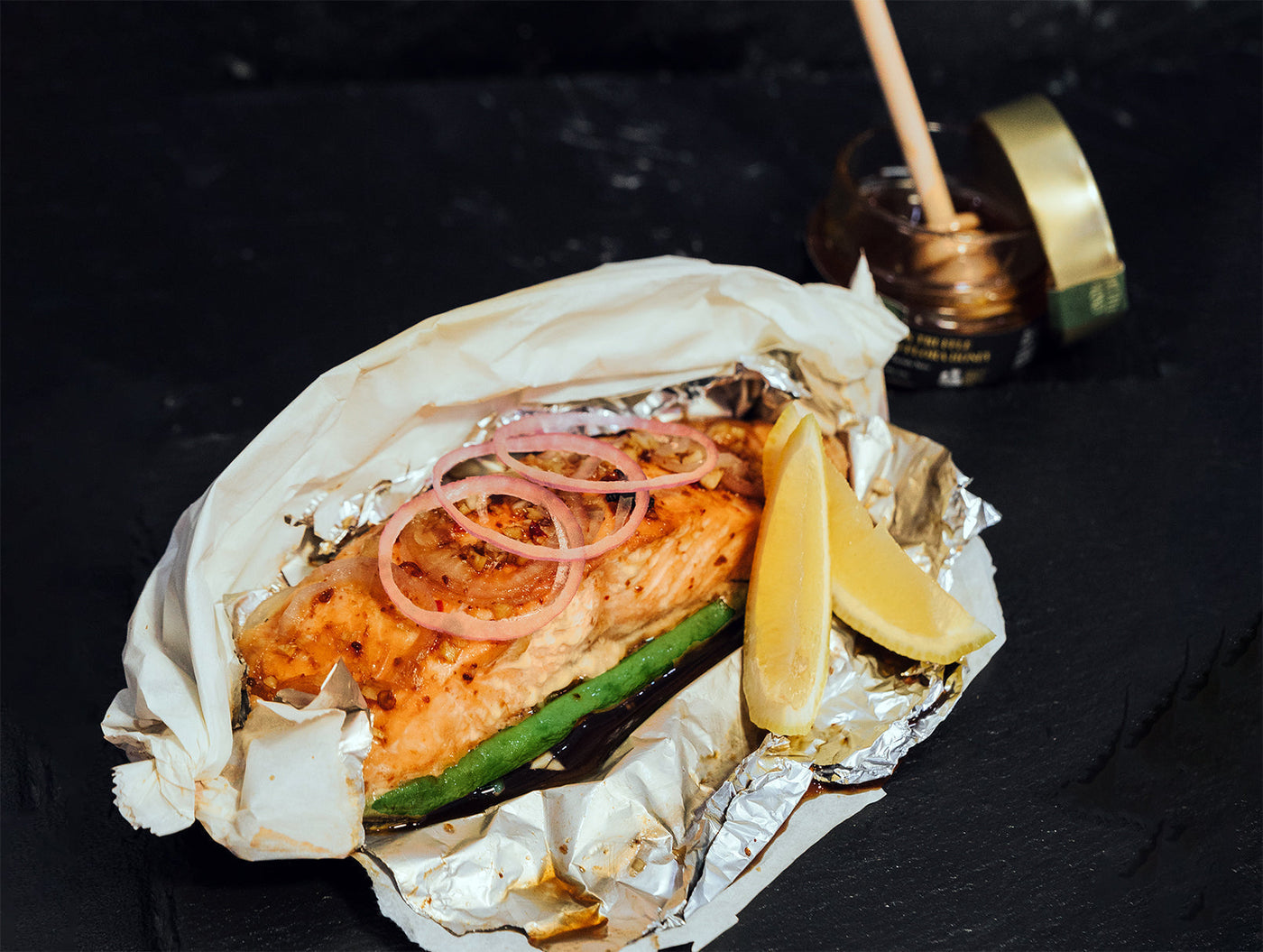 Truffle Honey Soy Glazed Salmon in Parchment