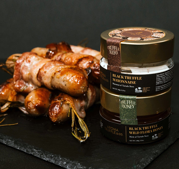 Jumbo Chicken Sausage in Blankets Drizzled with Truffle Honey - Aroma Truffle