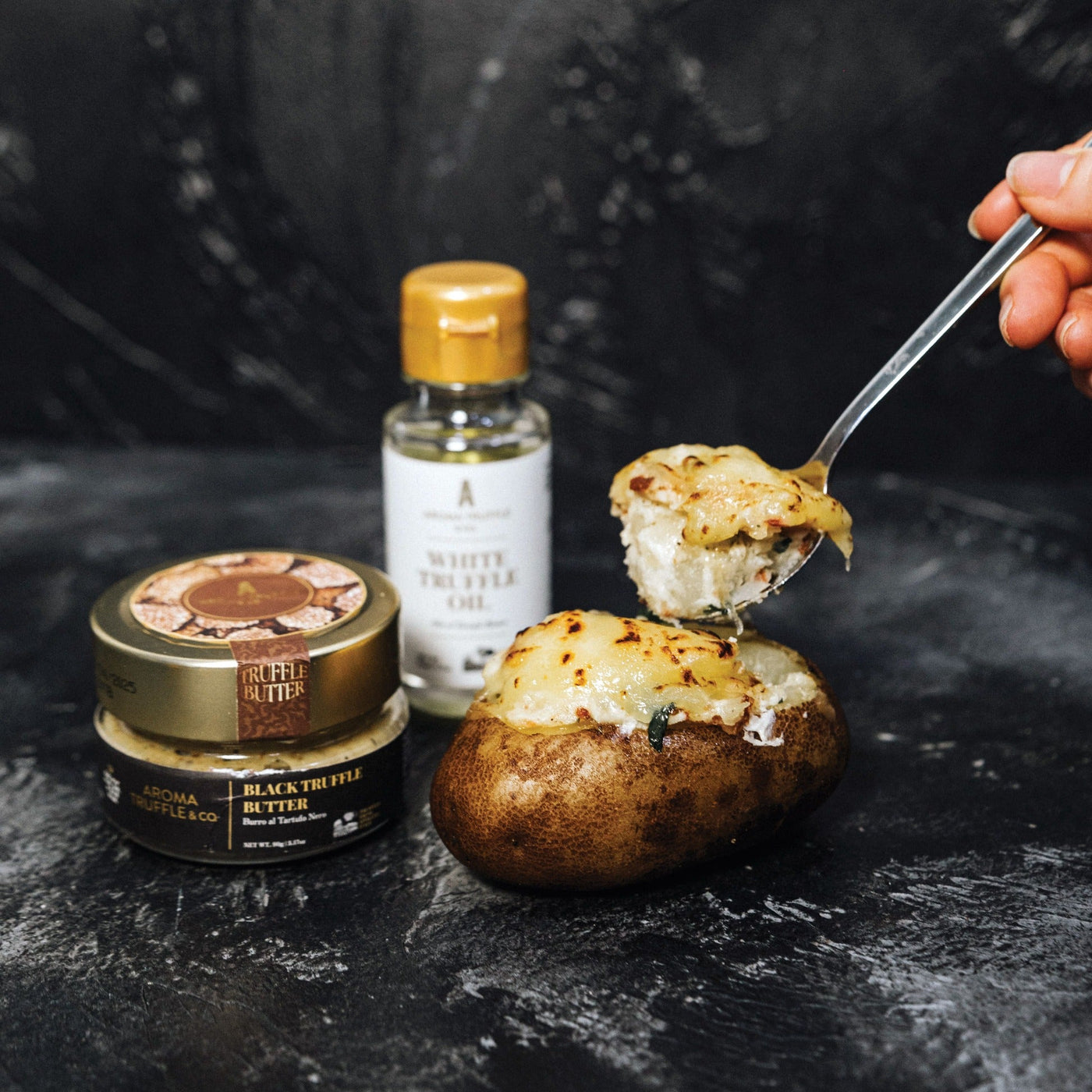 Truffle Loaded Potato with White Truffle Oil and Truffle Butter - Aroma Truffle