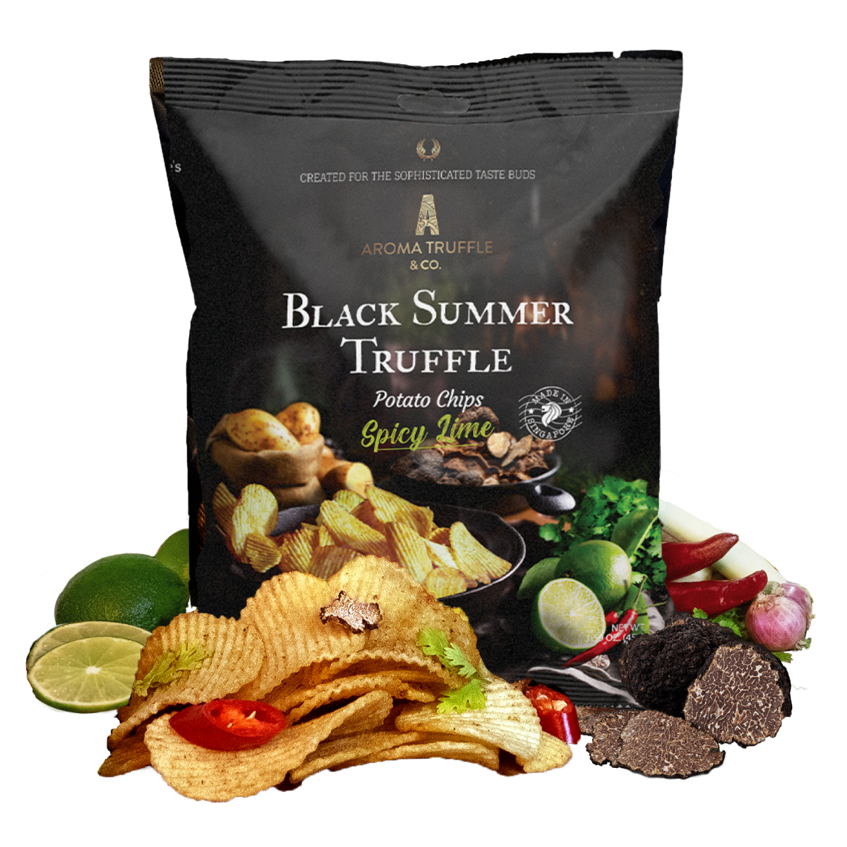 BLACK SUMMER TRUFFLE CHIPS - Spicy Lime - 45G