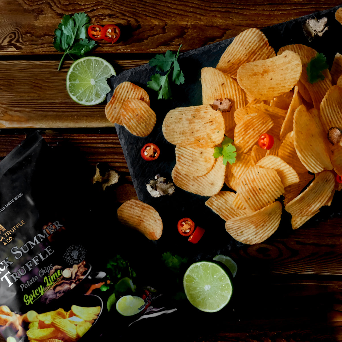 BLACK SUMMER TRUFFLE CHIPS - Spicy Lime - 45G