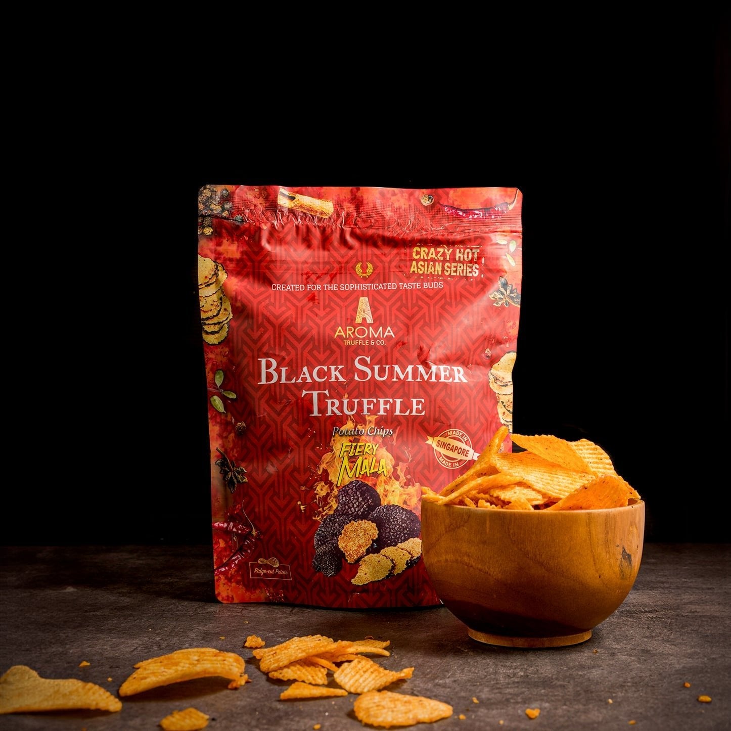 Black Summer Truffle Chips - Fiery Mala (100g) - Aroma Truffle