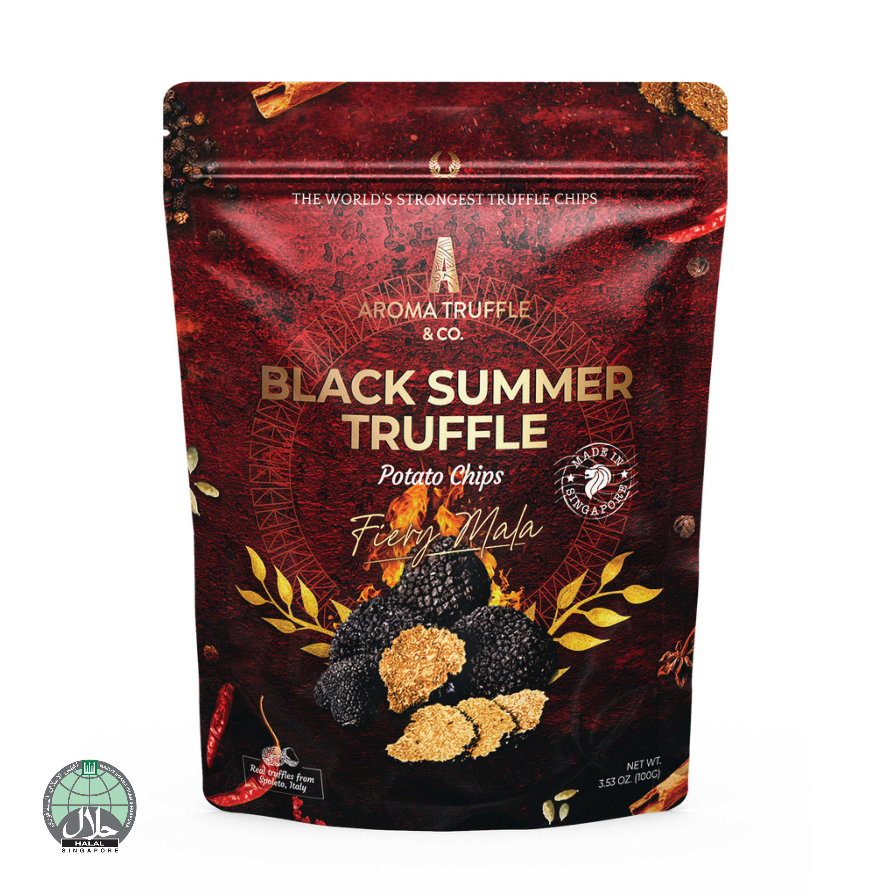 Black Summer Truffle Chips - Fiery Mala (100g) - Aroma Truffle