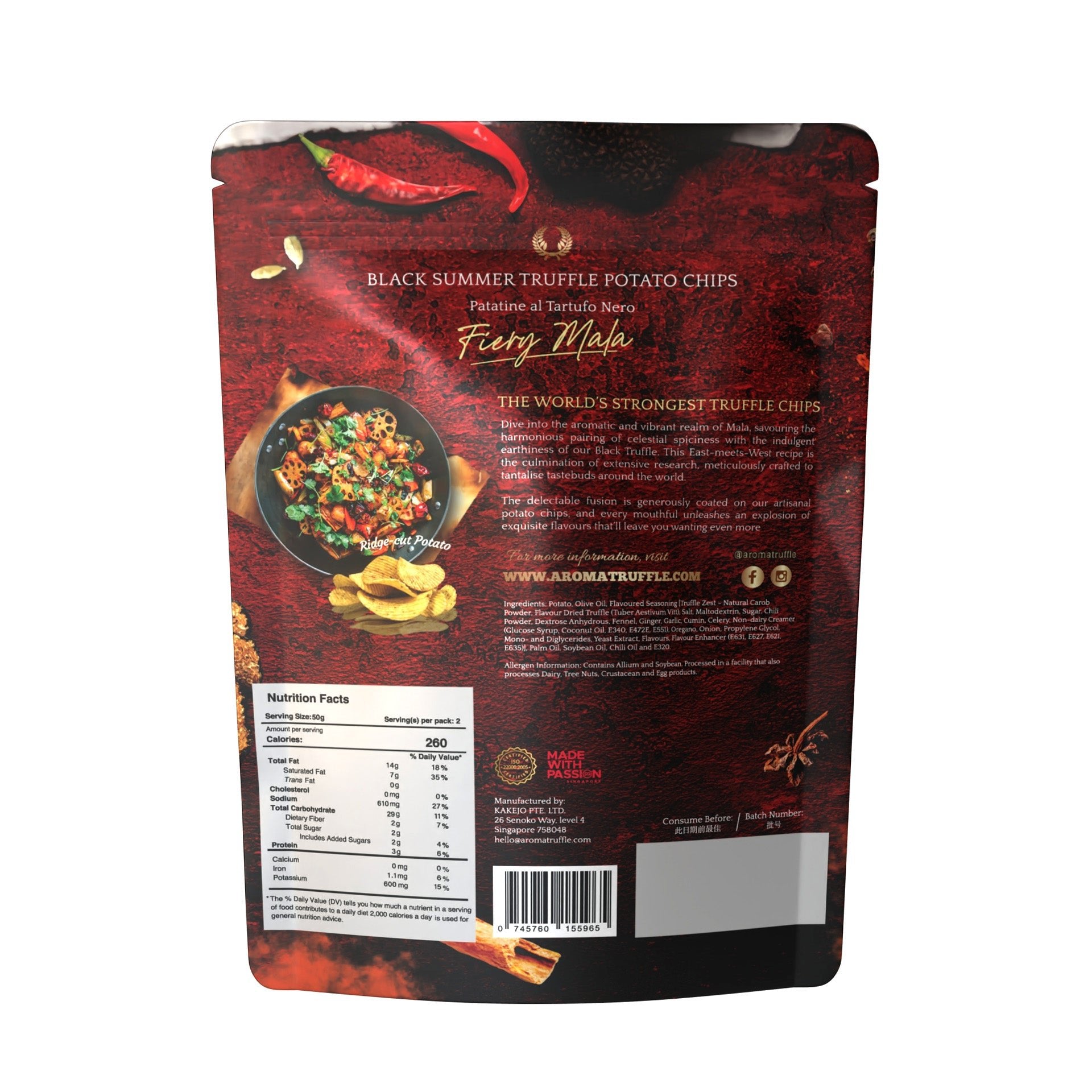 Black Summer Truffle Chips - Fiery Mala (100g) - Aroma Truffle