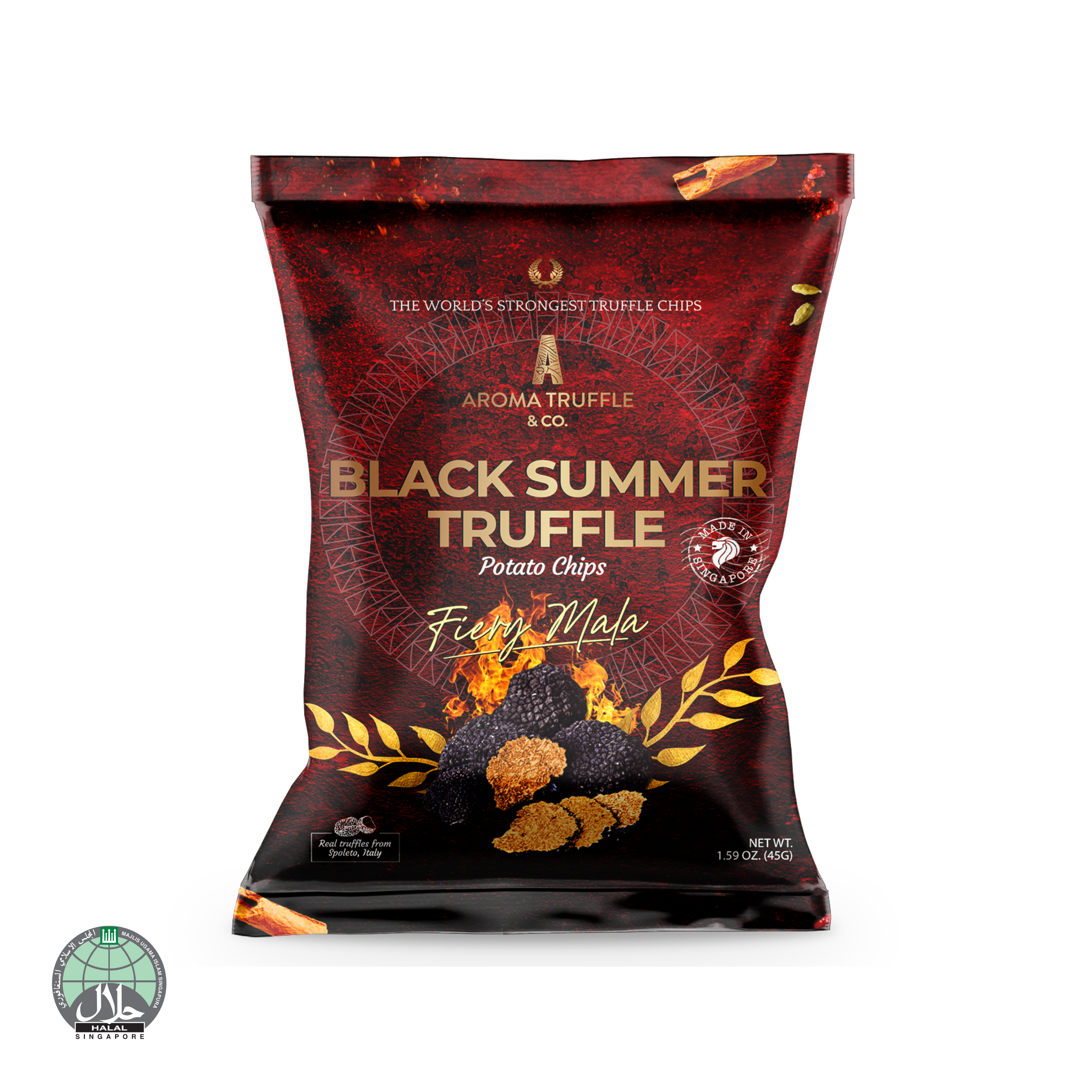 Black Summer Truffle Chips - Fiery Mala (45g) - Aroma Truffle