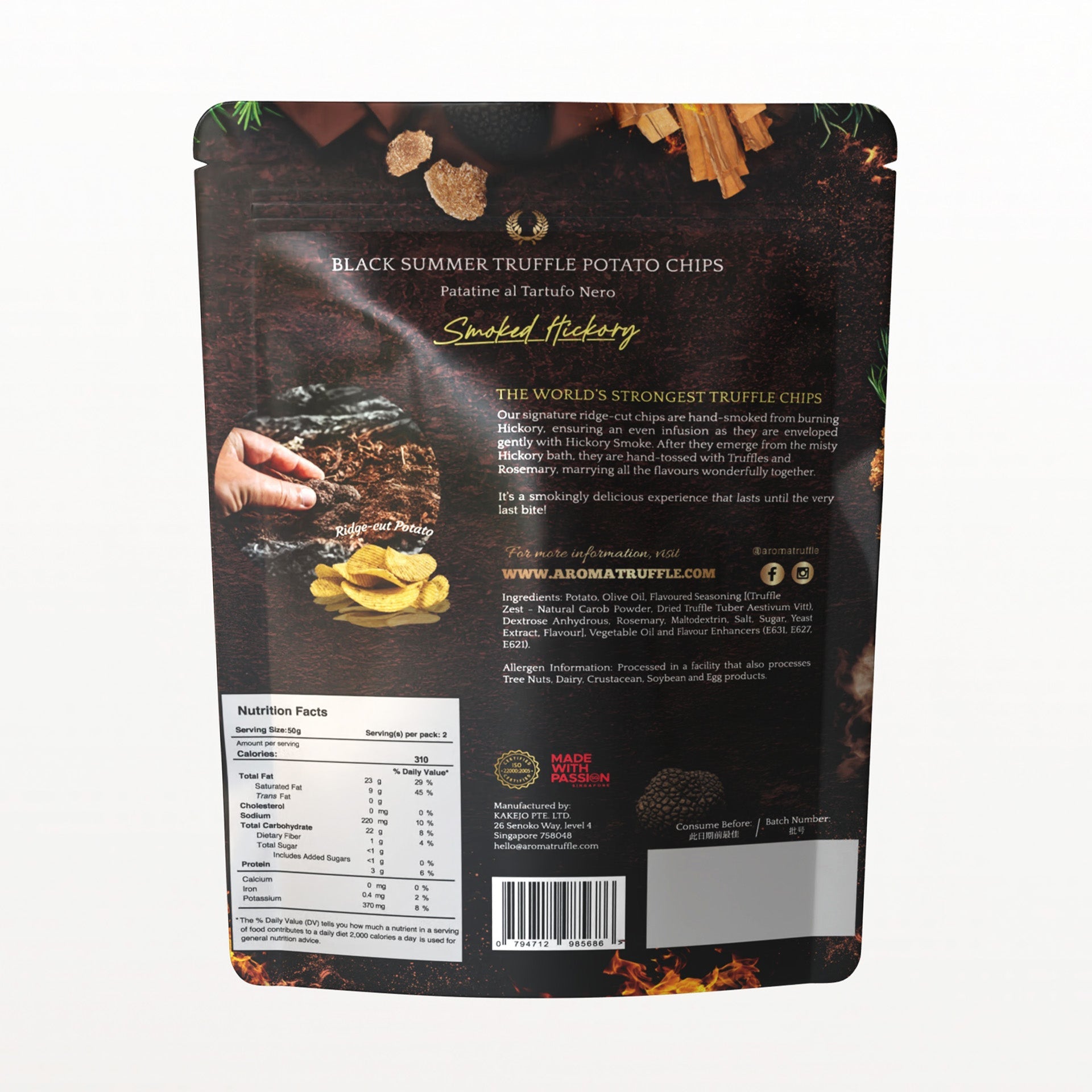 Black Summer Truffle Chips - Smoked Hickory (100g) - Aroma Truffle