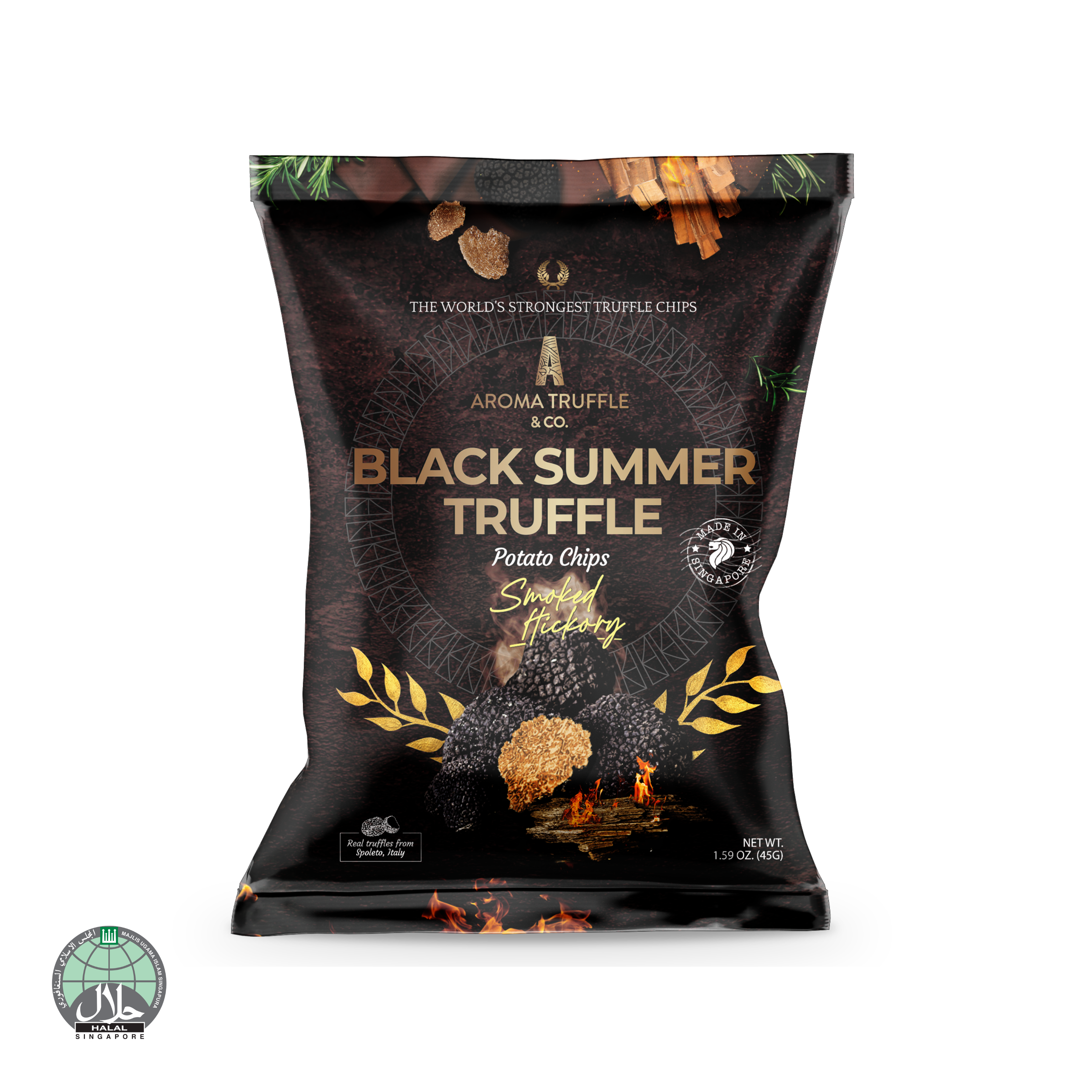 Black Summer Truffle Chips - Smoked Hickory (45g) - Aroma Truffle