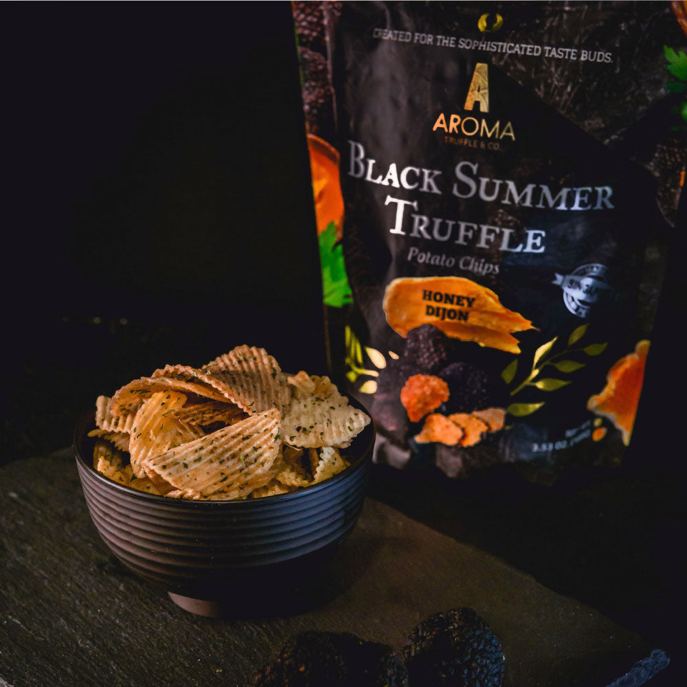 Black Summer Truffle Chips Honey Dijon by Aroma Truffle